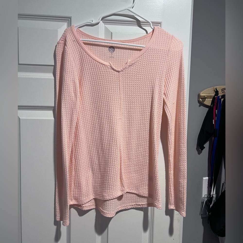 Light orange waffle long sleeve shirt